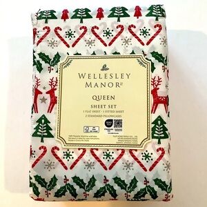 Wellesley Manor Christmas Sheet Set 4-pc. Queen New